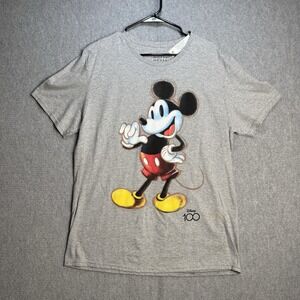 Disney 100 Retro Mickey Mouse Shirt Mens Size Large Crew Neck Gray Heather  NWT
